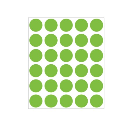 Nevs 3/4" Color Coding Dots Green - Sheet Form DOT-34M Green